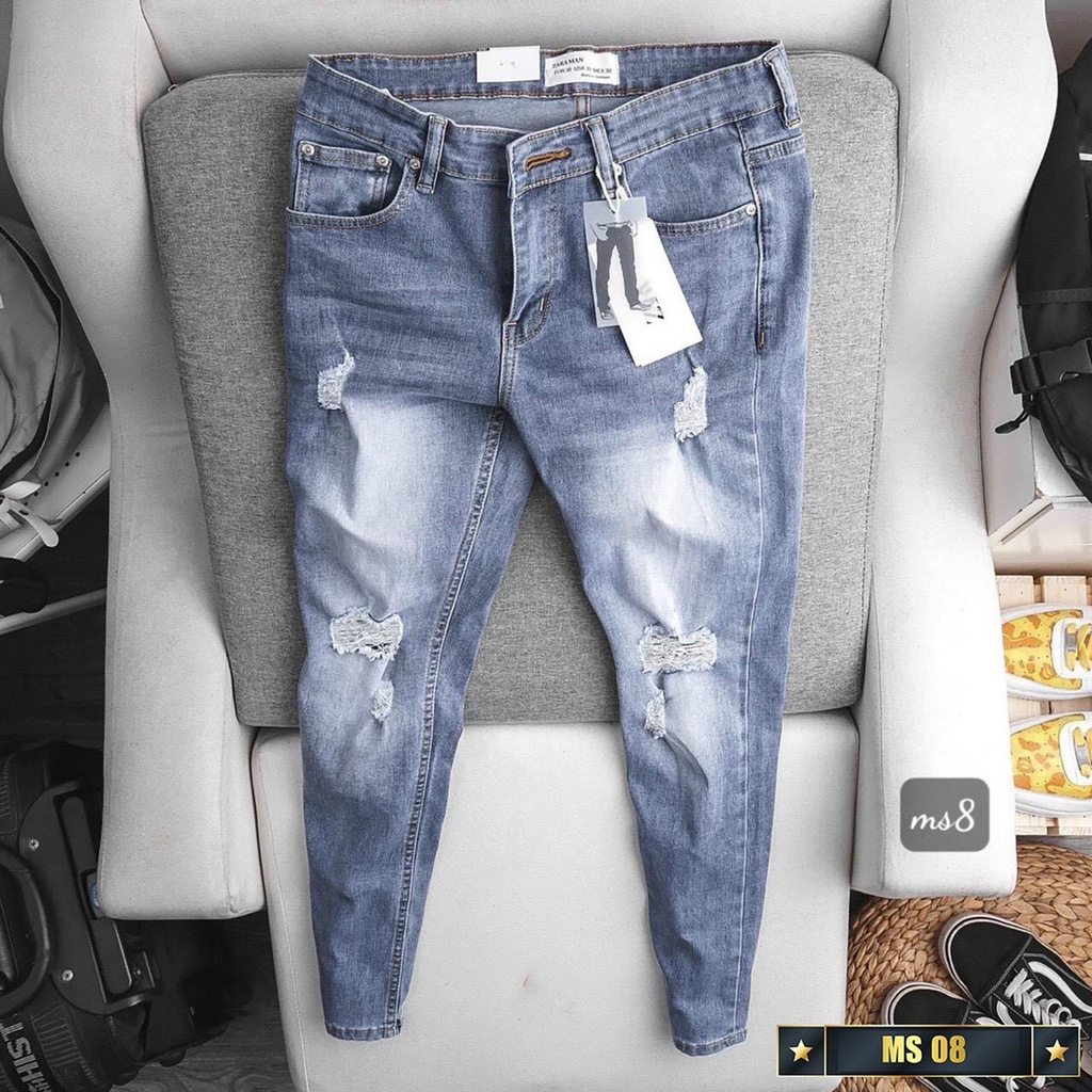 Quần jean nam xanh rách cao cấp-chất bò co dãn 4 chiều-from chuẫn thời trang Lady-Hn Store88 o4