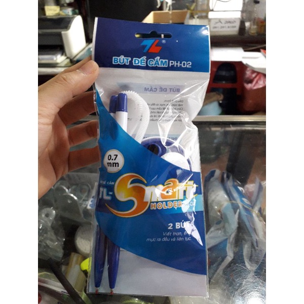Cặp Bút đế cắm Smart Holder FO-PH01 chính hãng dành cho văn phòng, bút bi bấm đôi dán đế có thể thay ngòi