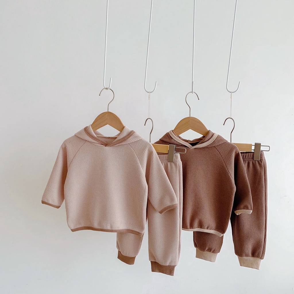 Bộ 2 Món Áo Hoodie Dài Tay Phối Quần Dài Thời Trang Thu Đông Cho Bé