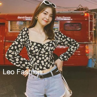 Áo kiểu hoa nhí nhún lưng xinh xắn trẻ trung Áo nhún kiểu đẹp dành cho nữ