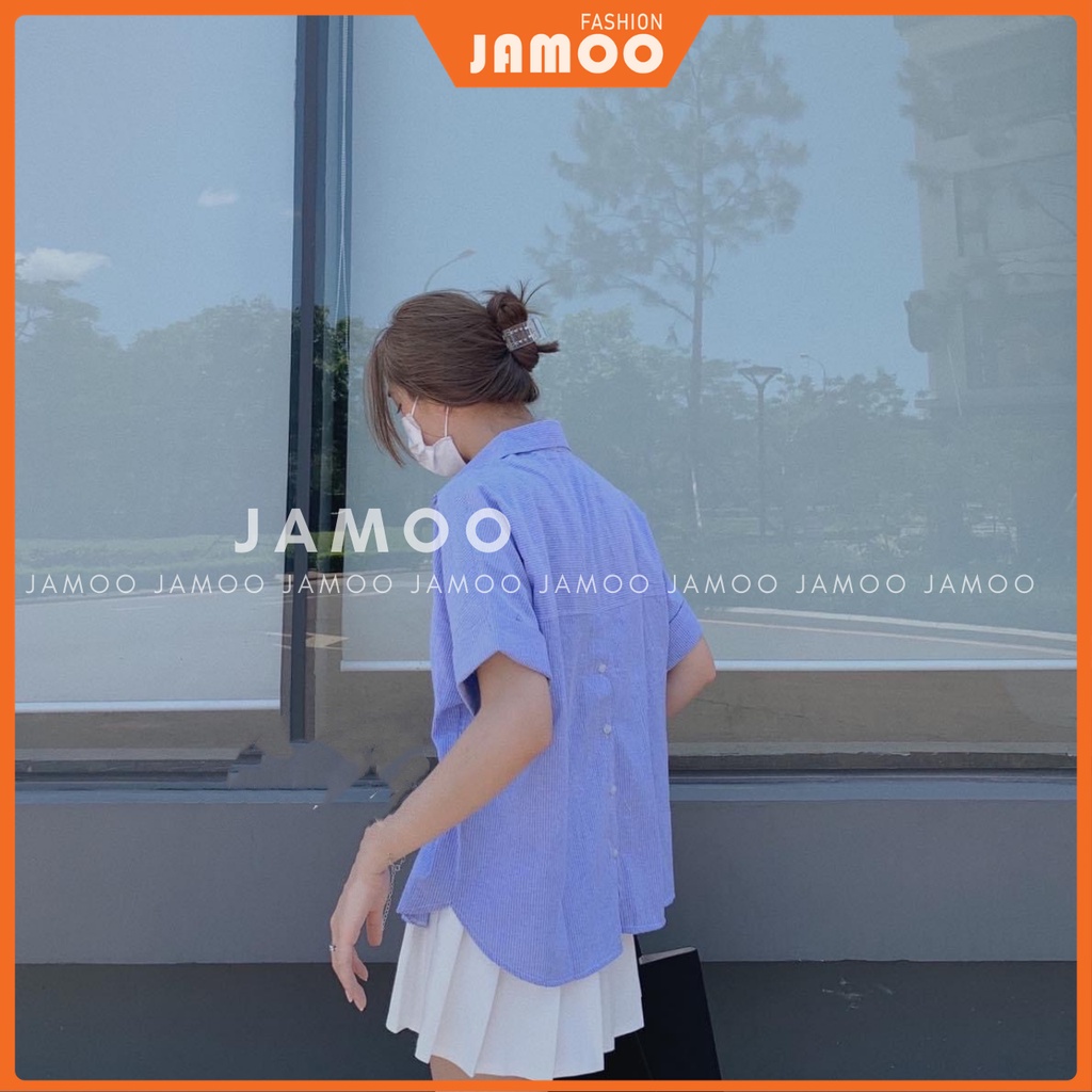 Áo sơ mi kẻ sọc vạt bàu khuy sau - Áo sơ mi kẻ JAMOO