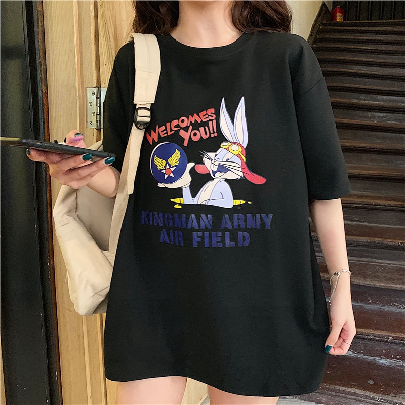 SUXI Áo Thun Tay Lỡ Form Dài Rộng Thời Trang Hàn Quốc Cho Nữ