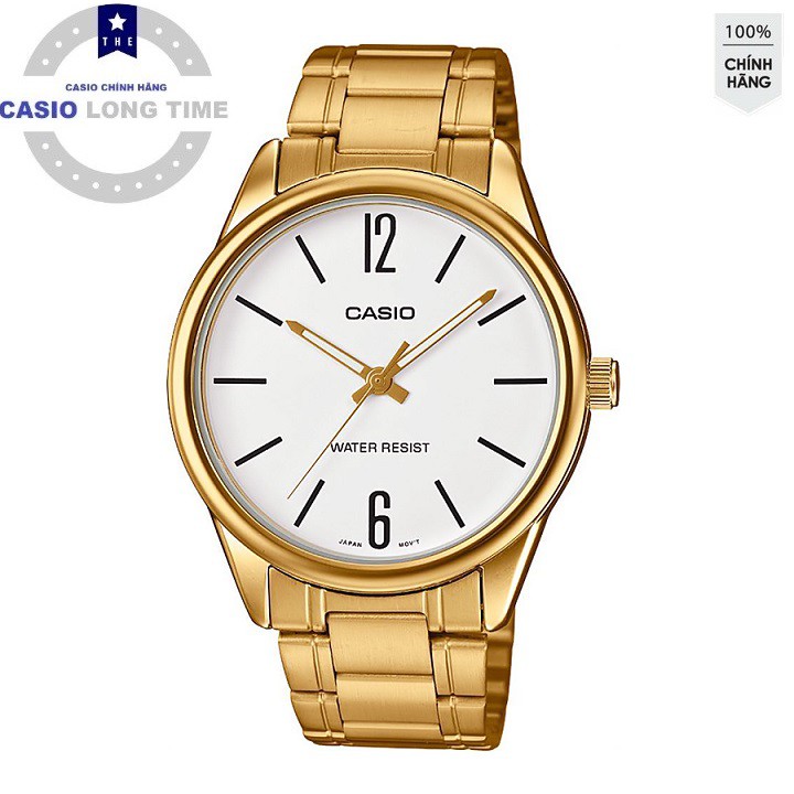 Đồng hồ nam Casio MTP-V005G-7BUDF Dây Kim Loại Mạ Vàng - Mặt Đồng Hồ Màu Trắng , bảo hành 12 tháng