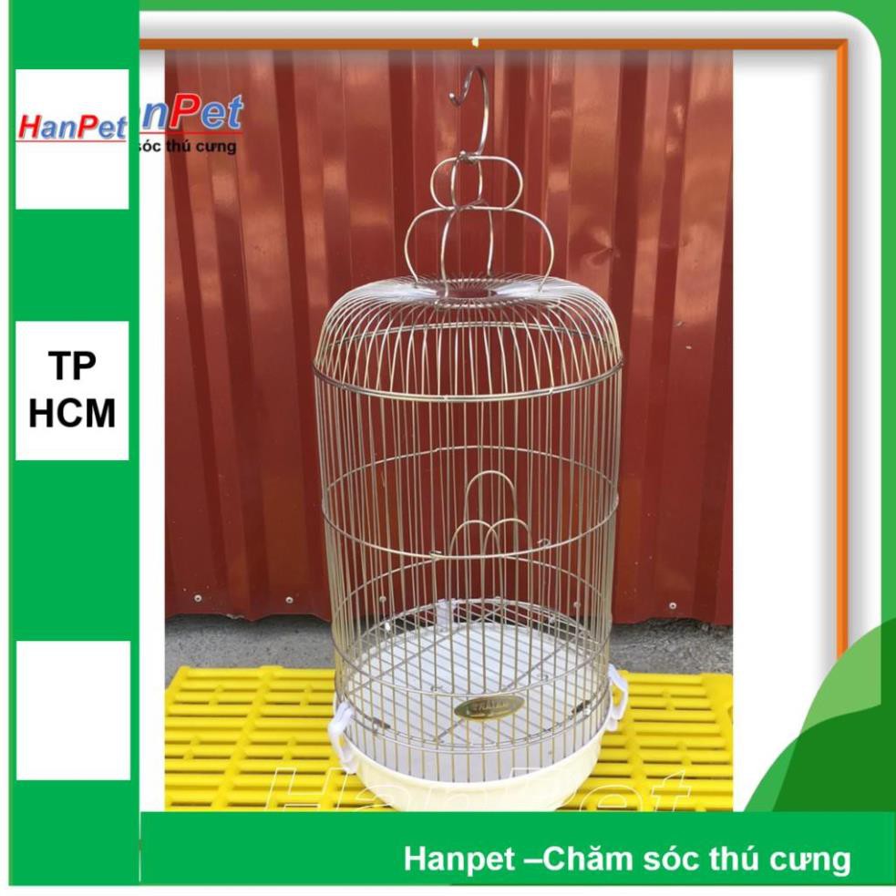 Hanpet.GV- Lồng chim Inox chống gỉ sét, loại bé dành cho chim khuyên- tặng áo lồng và máng ăn, máng uống- 60