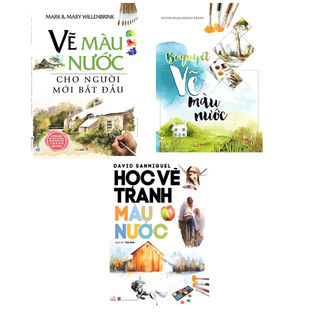 Sách Combo Hướng Dẫn Vẽ Tranh Màu Nước Cho Người Mới Bắt Đầu (Bộ 3 Cuốn)
