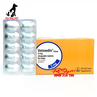 Vetmedin Chewable Tablets 5mg Được Sử Dụng Khi Bị Su.y Tim Sung Huyết Ở Ch.ó Vĩ 10 Viên