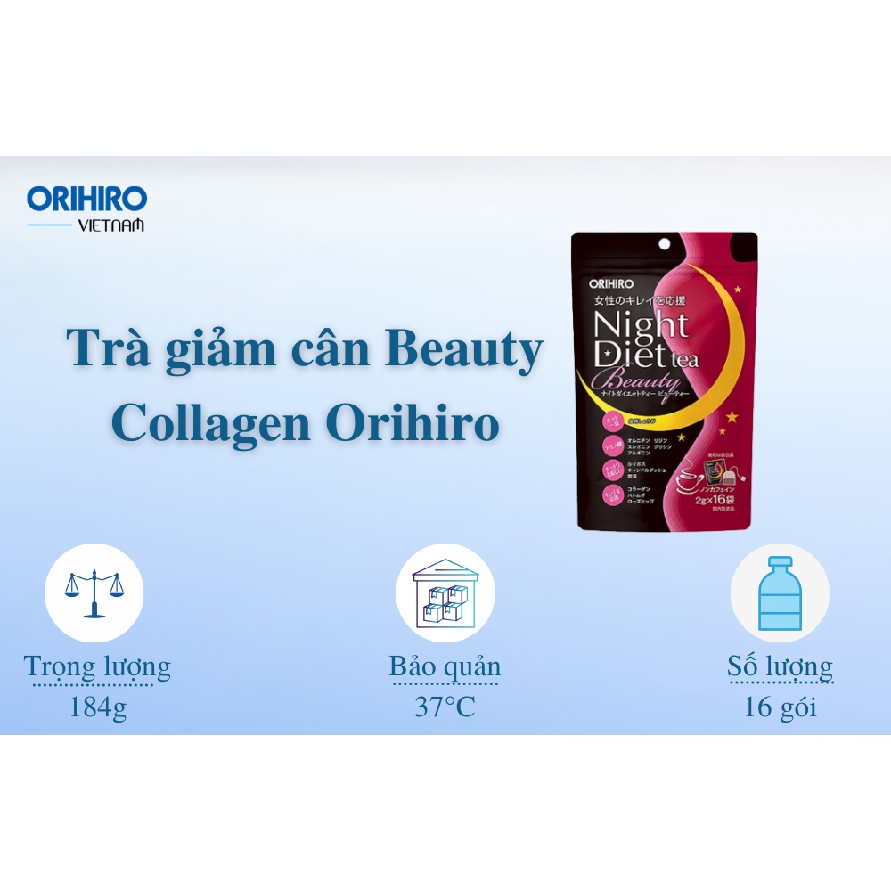 Trà giảm cân Beauty Collagen Orihiro (16 gói)