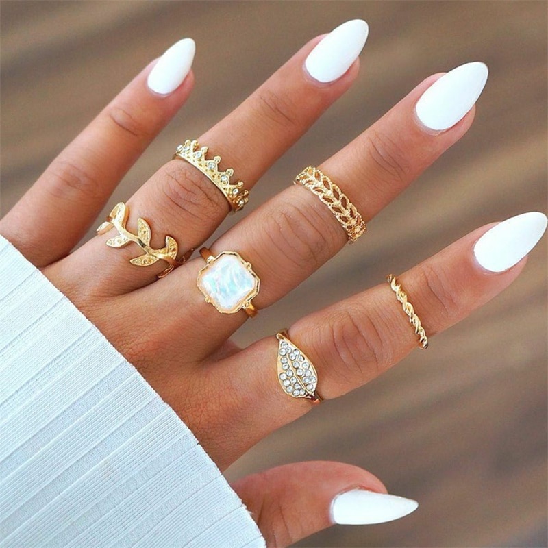 Set 6 Nhẫn Đeo Đốt Ngón Tay Thời Trang Cho Nữ