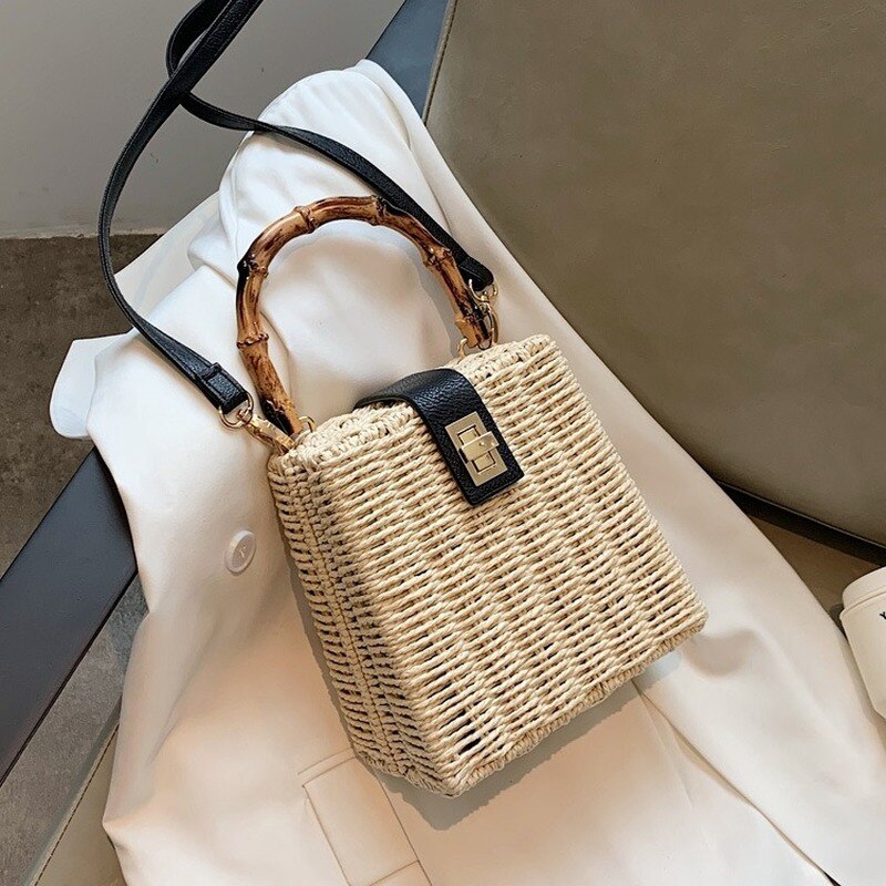 Túi Đeo Chéo JASMIN NOIR Bằng Rơm Phong Cách Cổ Điển Đơn Giản Cho Nữ