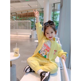 Set bộ da cá khoá kéo báo hồng bé gái