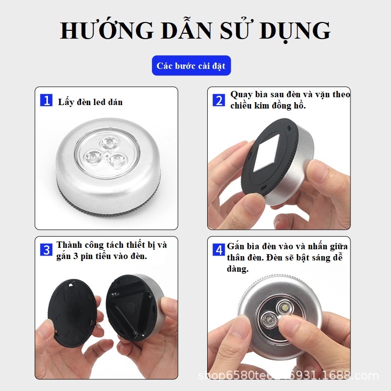 Đèn led dán tường (dùng pin) bật là sáng cực kì tiện dụng Teddy Bears store