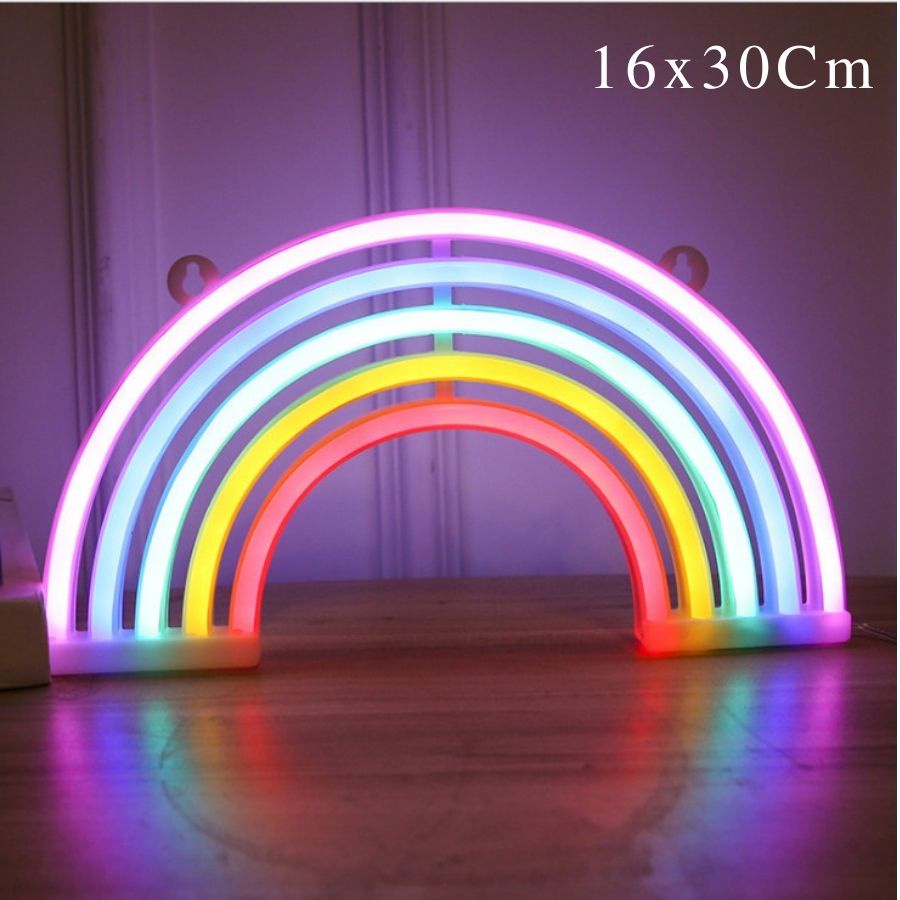 Đèn led NEON treo tường trang trí phòng ngủ dùng pin và USB nhiều kiểu dáng decor phòng ngủ