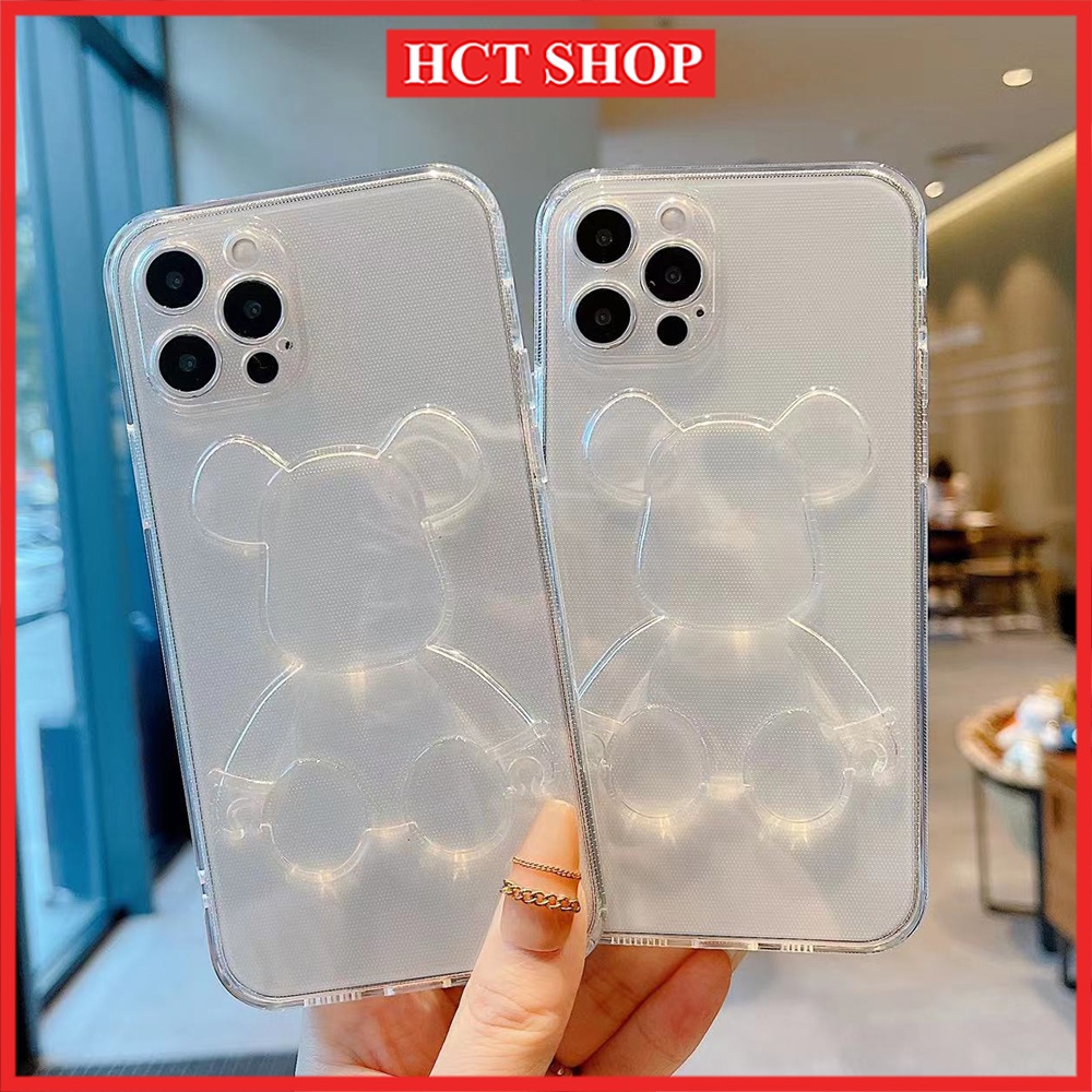 Ốp lưng in nổi hình gấu Bearbrick 3D cho iPhone7Plus, Xsmax, 11Promax, 12Promax, 13Promax