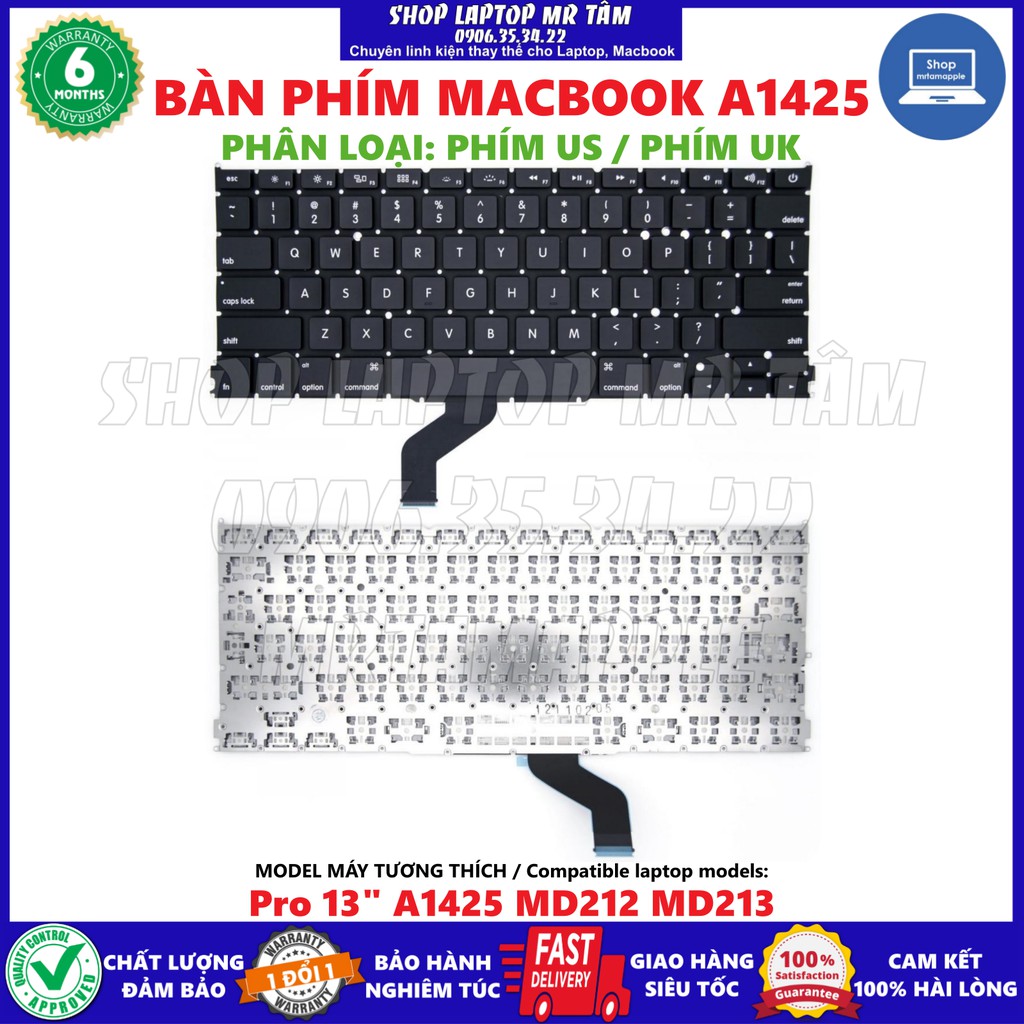 (KEYBOARD) BÀN PHÍM LAPTOP MACBOOK A1425 dùng cho Pro 13&quot; A1425 MD212 MD213