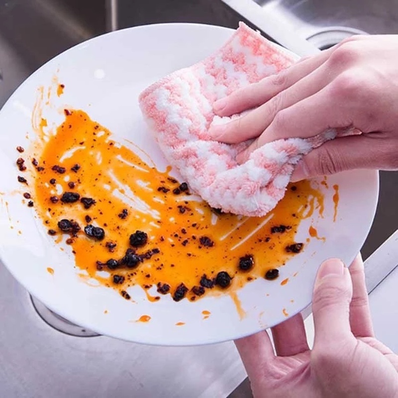 Khăn Nhung San Hô Hai Mặt Dày Dặn Thấm Hút Nước Chống Dính Đa Năng