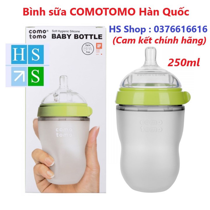 (Chính hãng) BÌNH SỮA SILICONE COMO TOMO 250ML (Hàn Quốc) Bình tập bú chống sặc sữa 100% Silicone Y Tế đạt tiêu chuẩn Mỹ