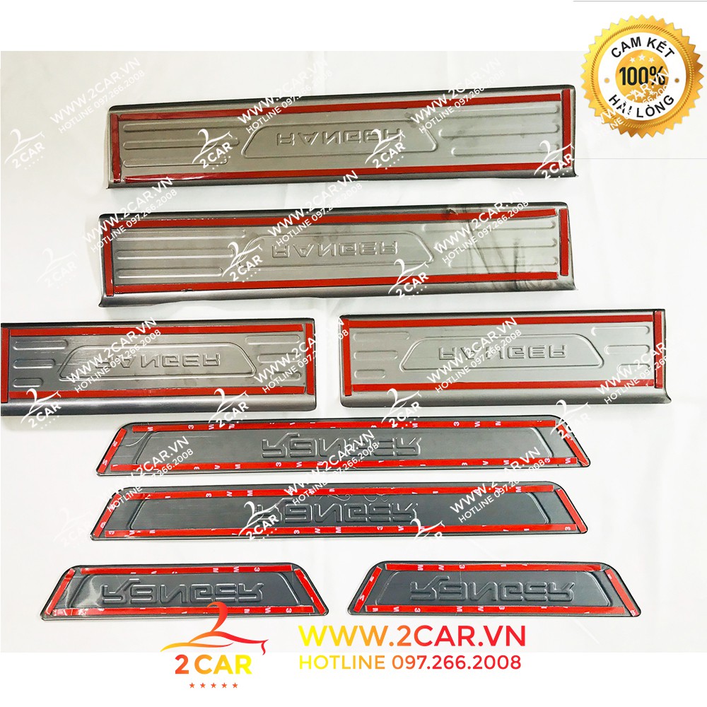 Ốp Bậc Cửa, Nẹp Bước Chân Trong Ngoài Xe Ranger 2015-2021, 2023 chất liệu Titan