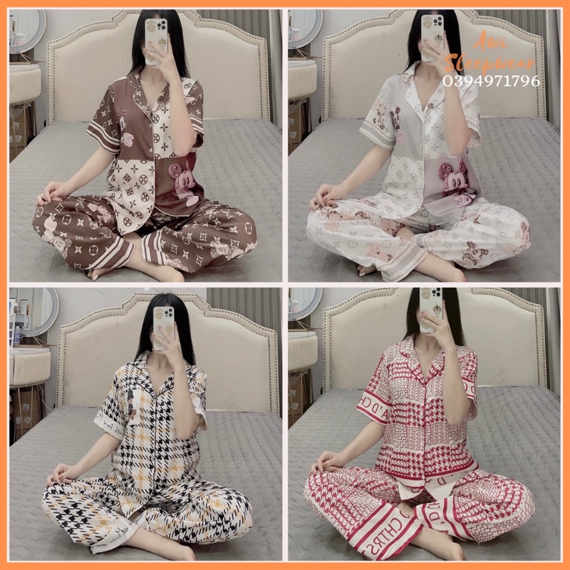 Bộ Pyjama Tay Ngắn Quần Dài Chất Gấm Xước Sam Trọng - Awi Pyjama