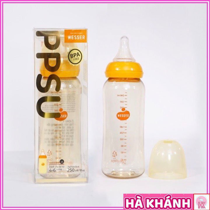 Bình Sữa Wesser PPSU Cổ Hẹp 240ml ( mẫu mới )