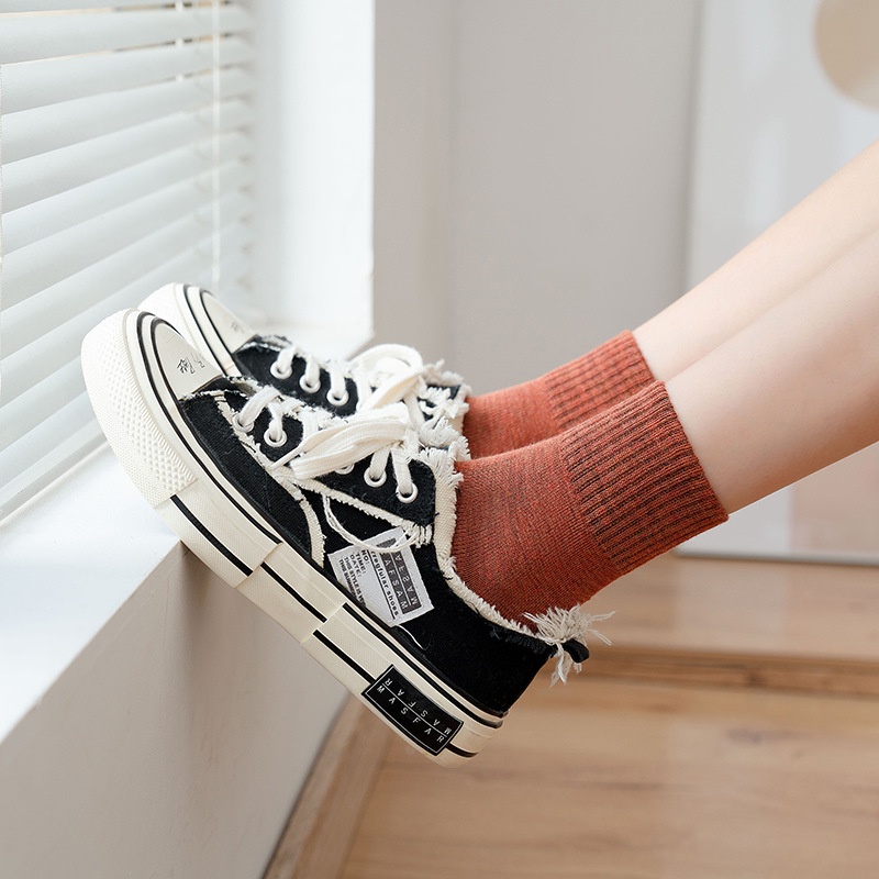Tất nữ nam trơn cao cổ   ,  vớ nữ nam cổ cao cotton 4 chiều vintage hàn quốc thoáng mát cute  10 màu nhà Mico
