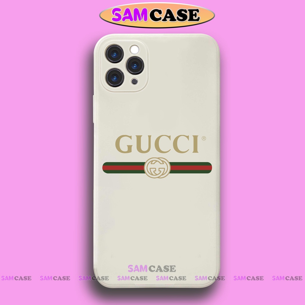 Ốp lưng điện thoại iPhone Gucci cạnh viền vuông silicon dẻo bảo vệ camera ip 6/6s/7/8/X/XS/XR/11/12/13/14 Pro Plus Max