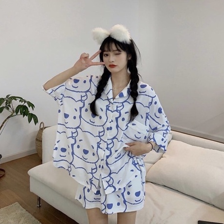 Bộ Ngủ Pijama Nữ Tay Ngắn- Đồ Mặc Nhà Nhiều Hình Dễ Thương Set Áo Quần Cộc Nhiều Hình Họa Tiết In siêu hott