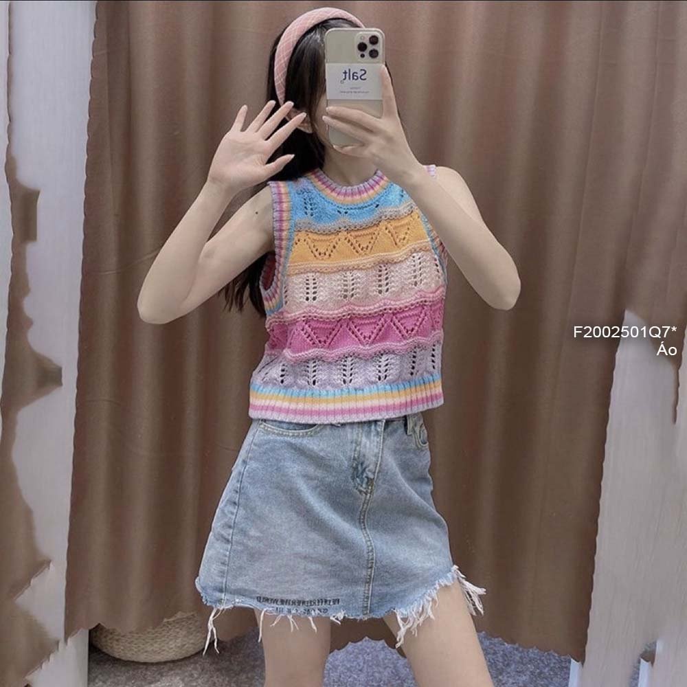 Áo len đan phối màu sát nách hàng QC!