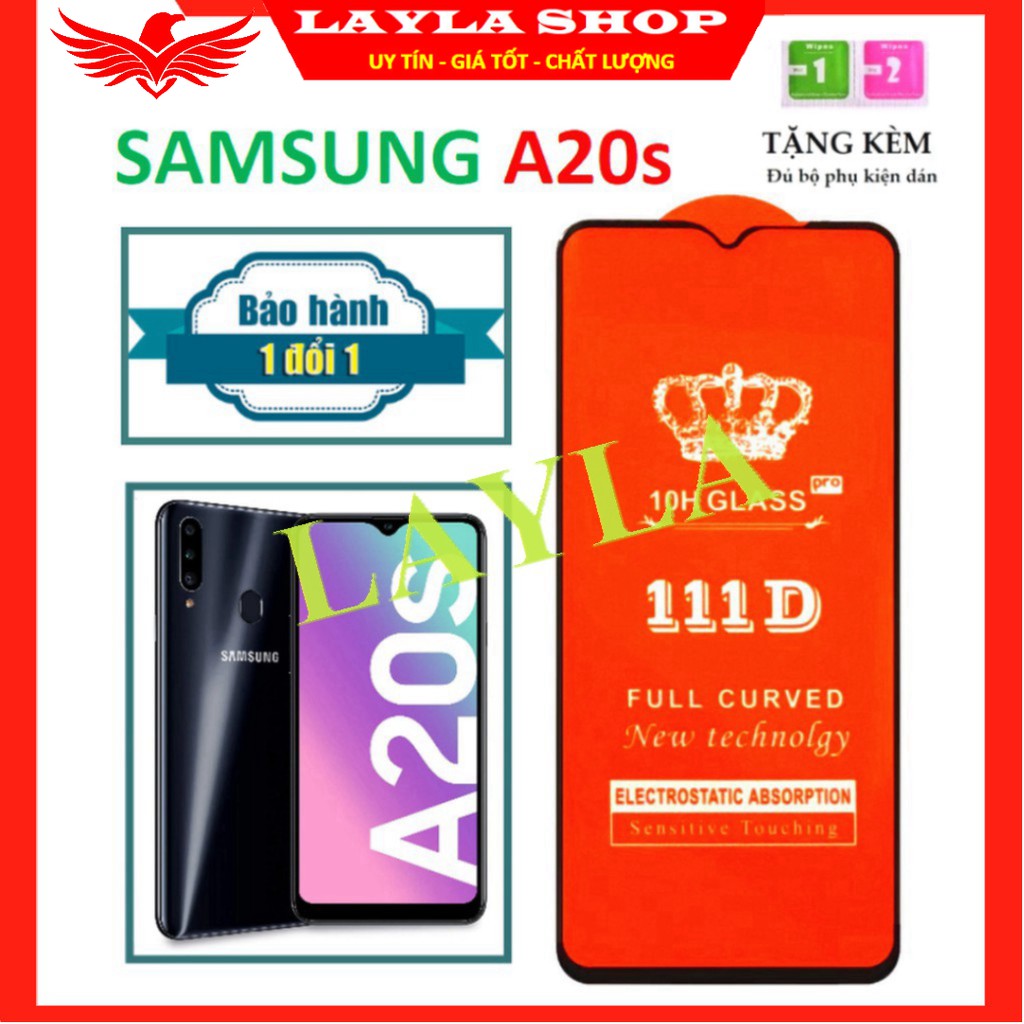 💠CAO CẤP💠 Kính Cường Lực SamSung A20S - Full màn hình 111D và trong suốt - Độ cứng 10H - Độ trong suốt cực cao.