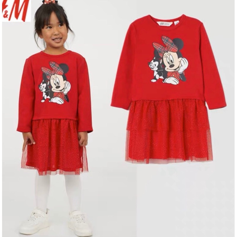 [SALE] Váy H&amp;M mickey cho bé gái ( hàng sẵn,chất cotton da cá đẹp )