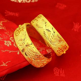Vòng tay mạ vàng in hình rồng phượng cho đám cưới