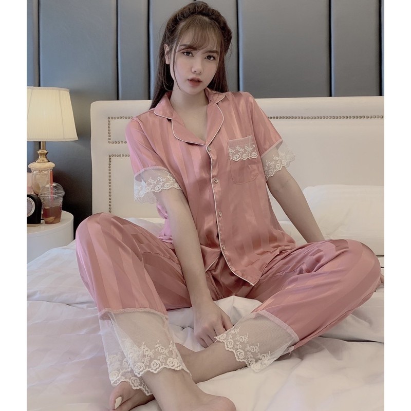 Đồ bộ nữ bigsize pijama cao cấp mặc nhà lụa ngủ tay ngắn quần dài JUSOKA