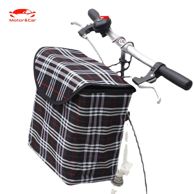 Giỏ Xe Đạp Bằng Vải Bạt Dày Chống Nước Có Nắp Đậy Kích Thước 28cmx26cmx16cm