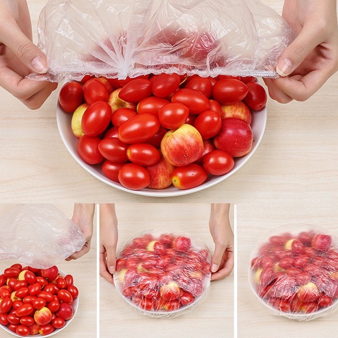 Màng bọc thực phẩm, túi bọc thực phẩm kèm túi gấu siêu dai có chun co giãn bọc đồ ăn, chùm đầu đa năng