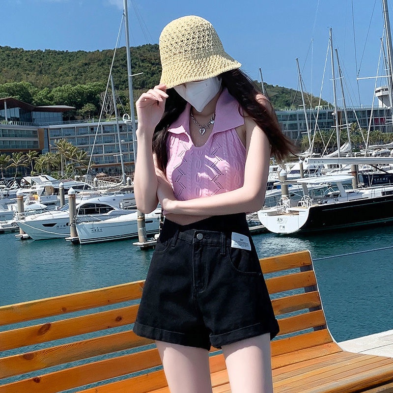 Quần Short Denim Lưng Cao Thời Trang Cá Tính 165841 Quần Short Nữ Dáng Chữ a Phong Cách Hàn Quốc