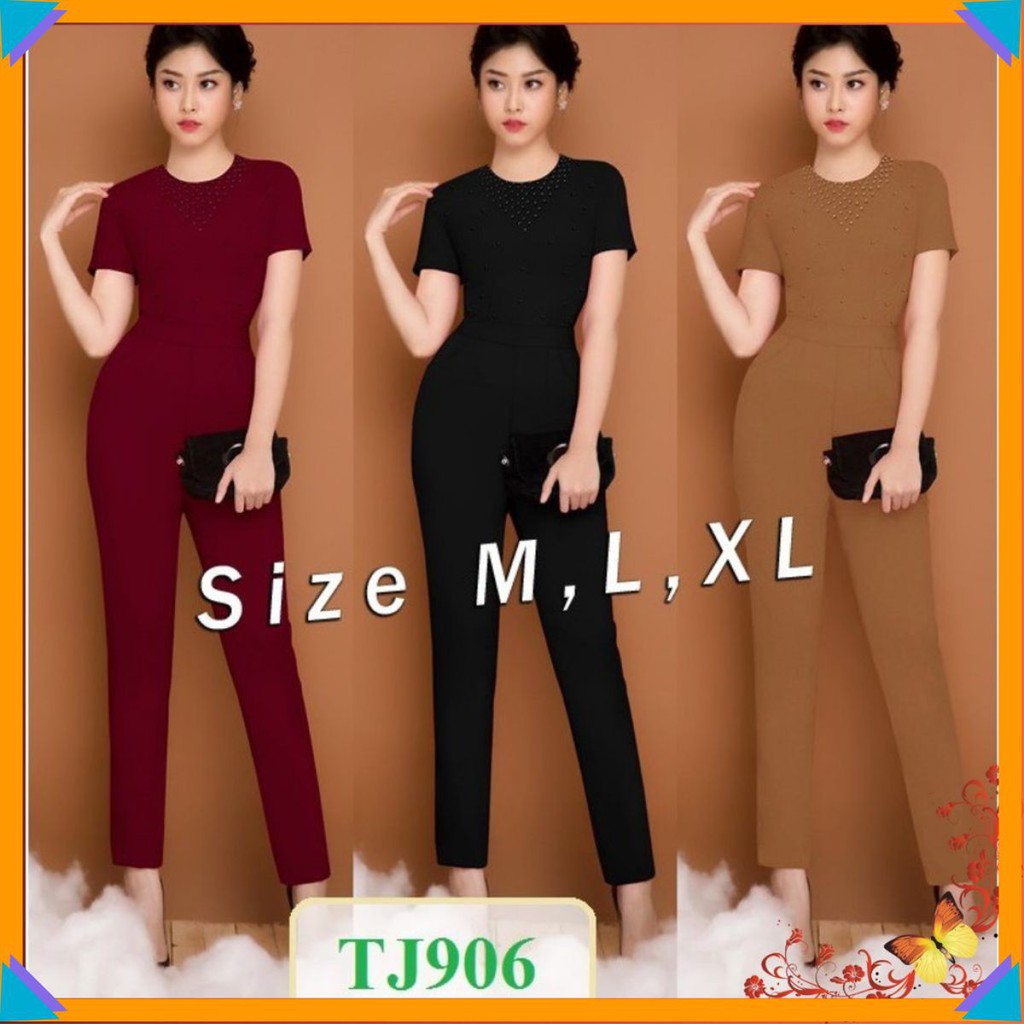 Đồ Bay Đẹp 🌸FREESHIP🌸Jumpsuit dài tay ngắn đính hột trước ngực xinh xắn TJ906