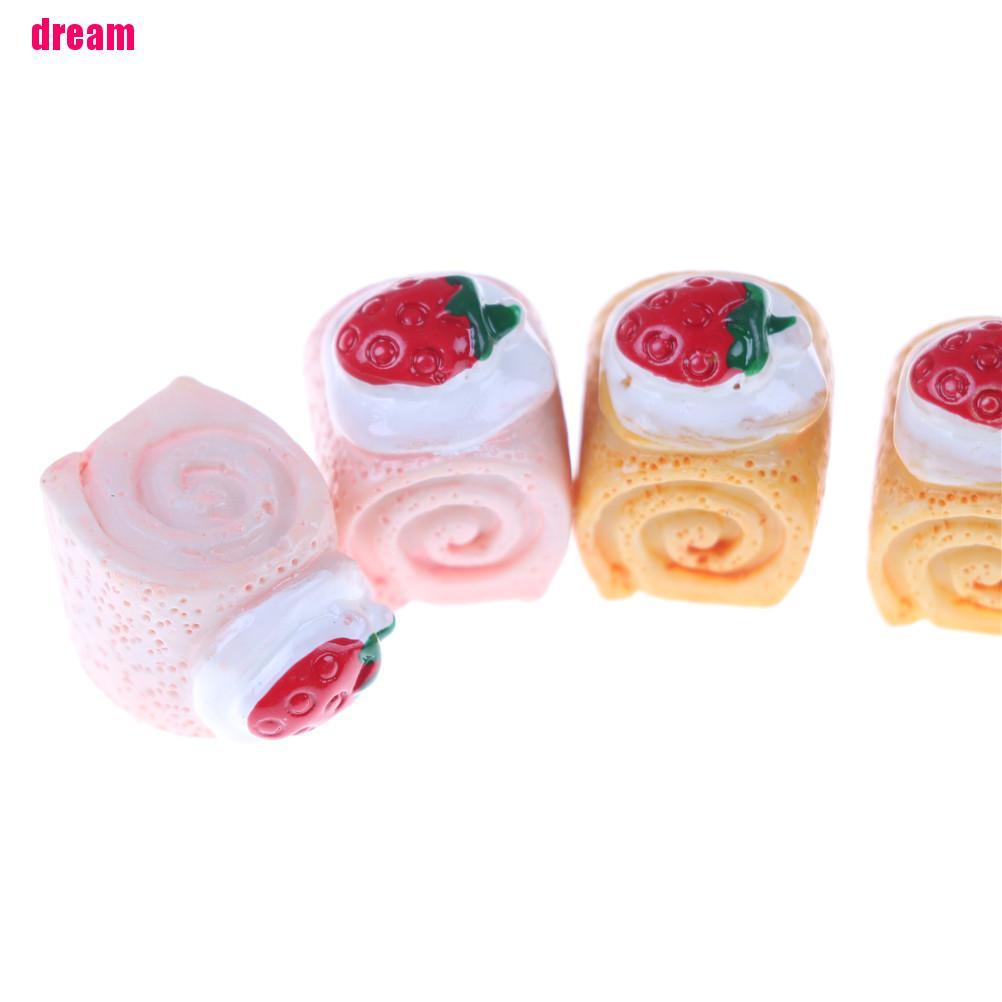 Bộ 5 Mô Hình Bánh Dâu Tây Mini Bằng Nhựa Cho Điện Thoại