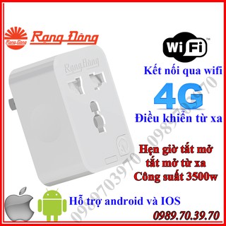 Ổ cắm điện thông minh 16A , điều khiển bằng wifi , 3g, 4g Rạng Đông công suất 3500w