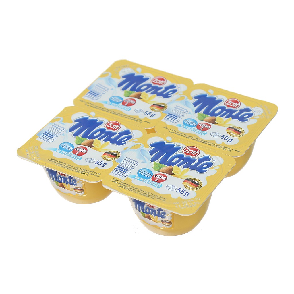[CHÍNH HÃNG] Váng Sữa Zott Monte Hương Vani - Vỉ 4 Hộp x 55g