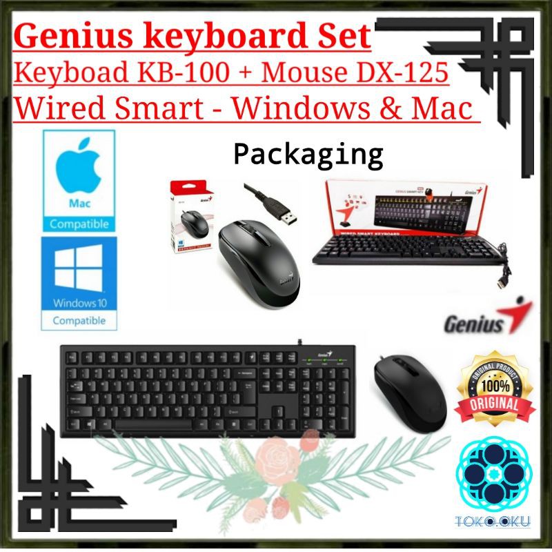 Bàn Phím Có Dây Thông Minh Genius Kb100 Usb Chuột Dx 125 Cho Laptop / Máy Tính