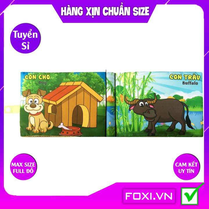 ComBo 4 Sách Vải Giáo dục mầm non Foxi-Chủ đề Động Vật-Dành cho bé Sơ Sinh-kích thích IQ-tưởng tượng-Mẹ dễ dàng vệ sinh