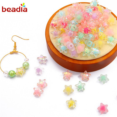 BEADIA Bộ Hạt Nhựa Acrylic Trong Suốt/Sợi Sao Năm Cánh/Tròn Làm Trang Sức