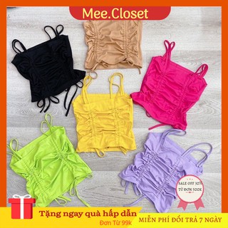 Áo croptop áo kiểu - áo croptop 2 dây rút, dáng ôm ullzang siêu sang.