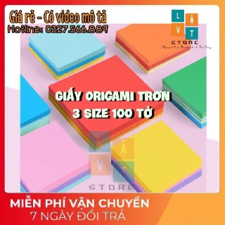 Giấy Origami Trơn 10 Màu tệp 100 tờ Nhập khẩu - Tập xếp giấy cho trẻ em - Khổ vuông