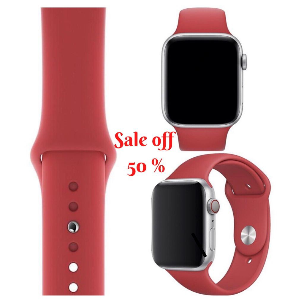 [Sale off 50%/] Dây đeo đồng hồ Apple Watch mẫu cao su đỏ rượu cực sang chảnh