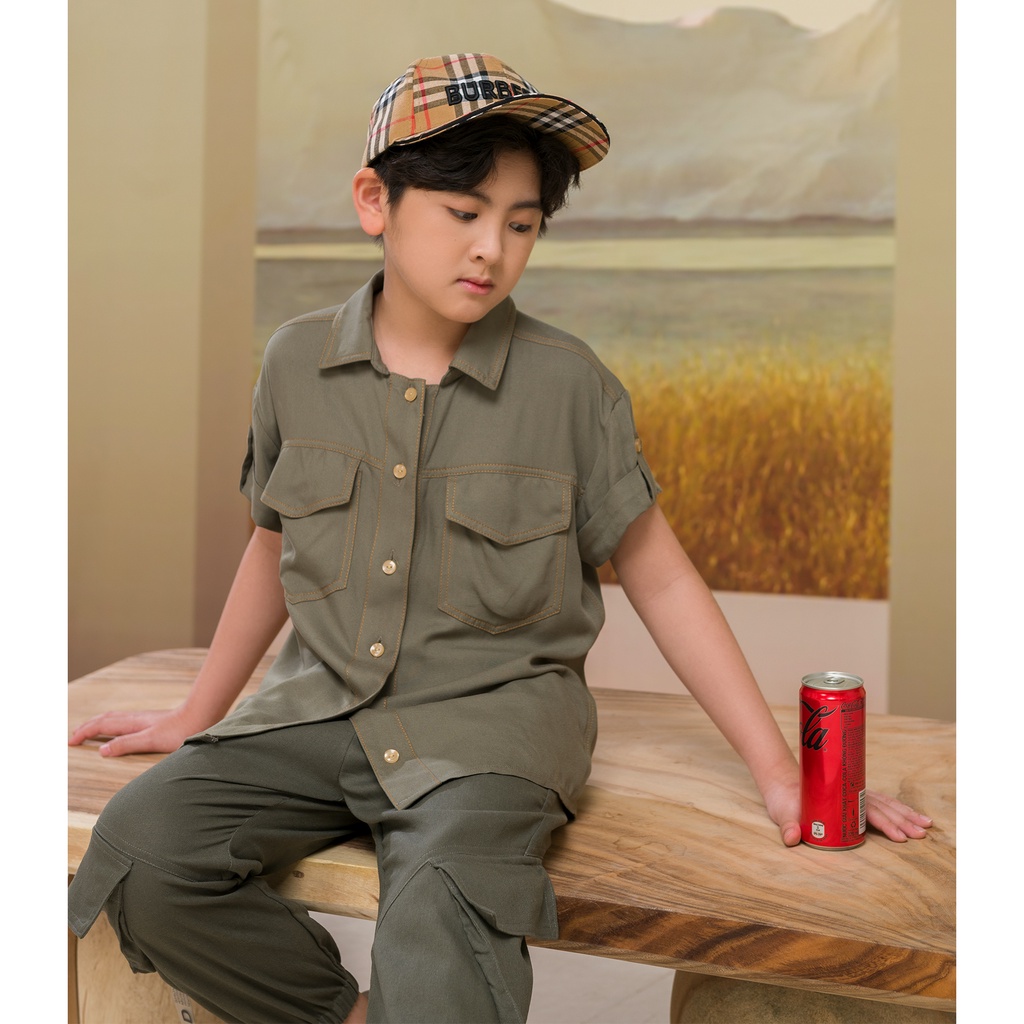 Áo sơ mi JOOKYLI bé trai màu xanh 16B0545