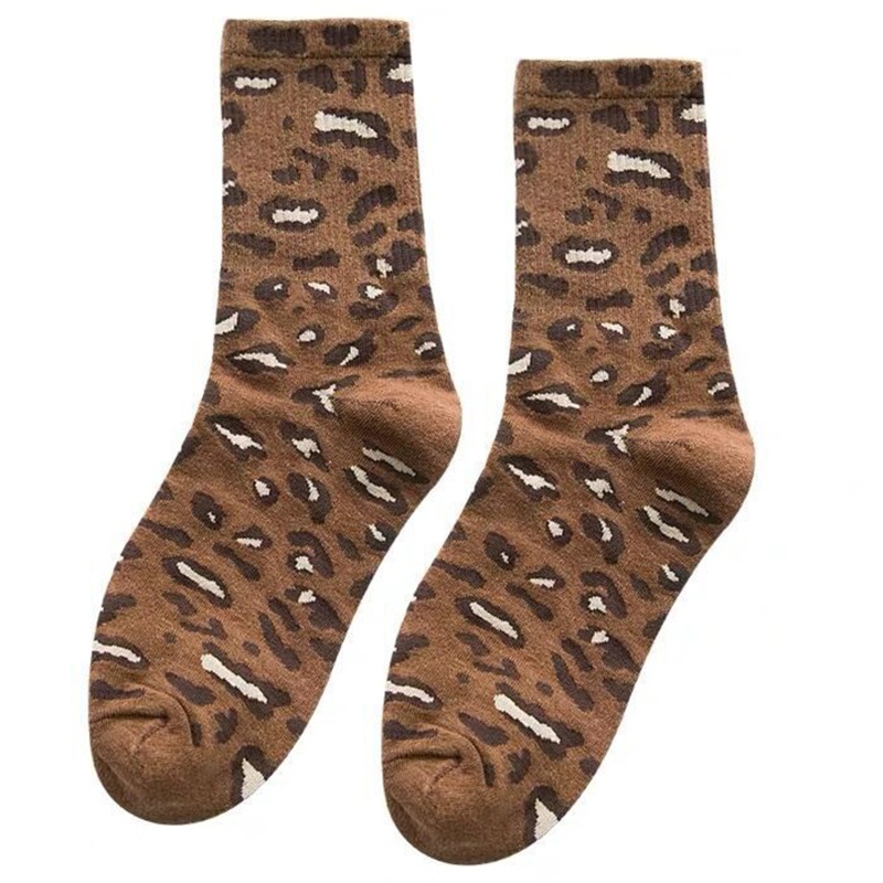 Vớ Cotton Cổ Vừa In Họa Tiết Da Báo Vui Nhộn Thời Trang Cho Nữ