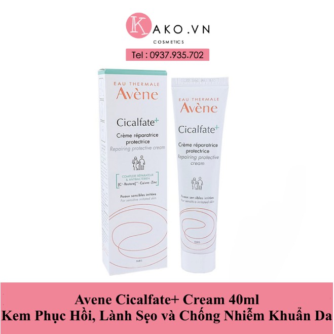 (40ml/100ml) Avene Cicalfate+ Cream - Kem Phục Hồi, Lành Sẹo và Chống Nhiễm Khuẩn Da 40ml