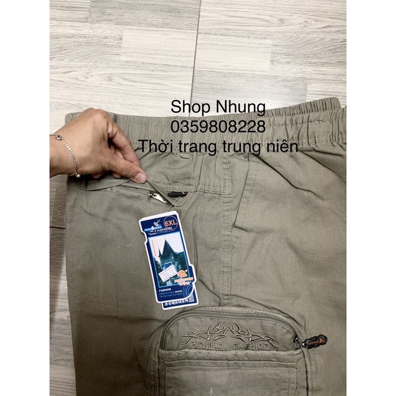 Quần ngố thô kaki túi hộp nam trung niên túi hộp hàng đẹp có size lớn