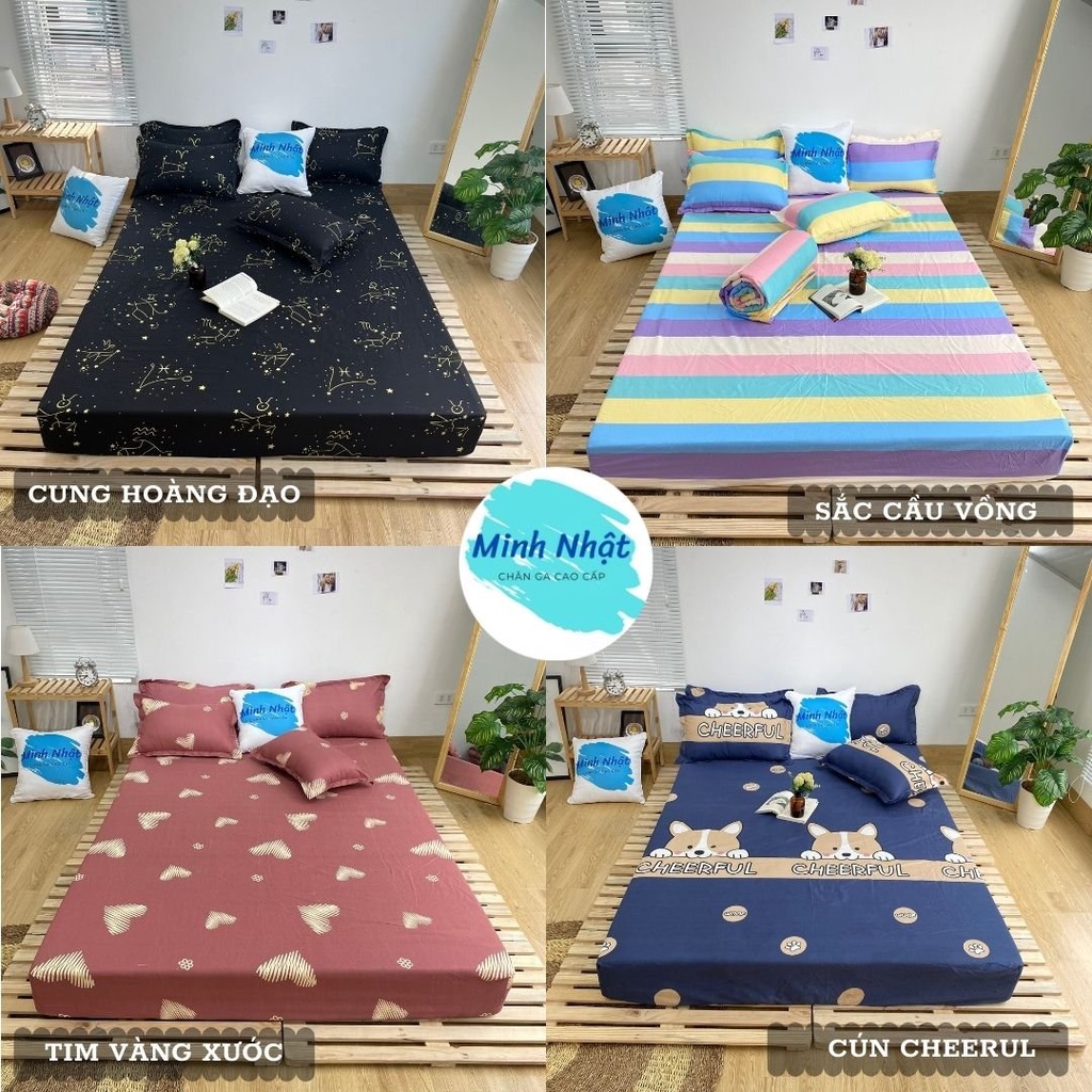 Bộ ga giường và vỏ gối Cotton Poly Minh Nhật - Decor phòng ngủ với ga giường cotton siêu đẹp | BigBuy360 - bigbuy360.vn