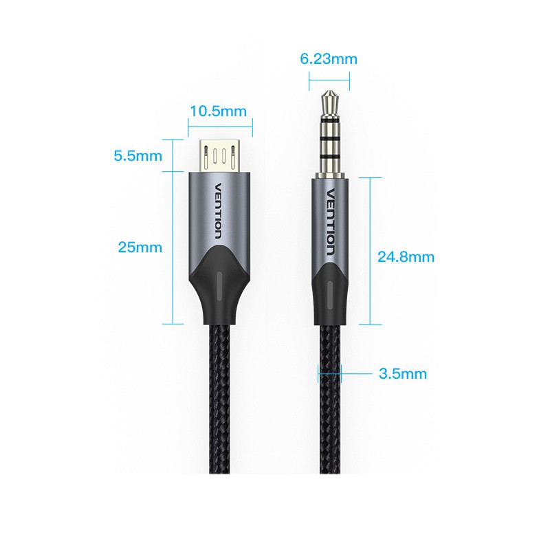 VENTION Dây Cáp micro usb Sang 3.5mm v8 Hát Thẻ Ghi Âm Chuyên Dụng